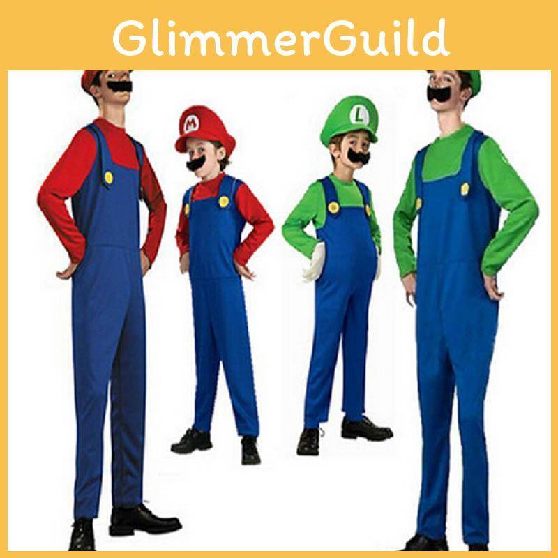 Super Mario Bros Luigi Rörmokare Arbetsman Kostym Unisex Bekvämt Andningsaktivt Material Perfekt För Cosplay-Evenemang 105-120cm
