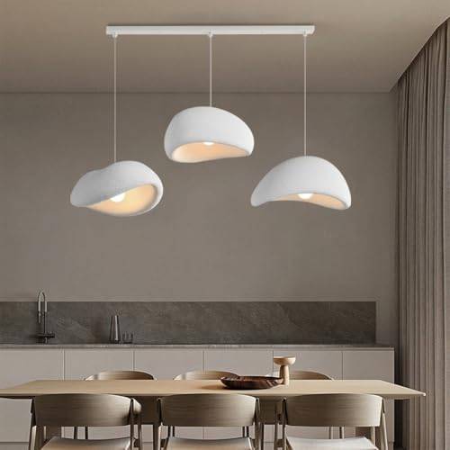 HEYUN Kreativ Wabi Sabi Pendellampa E27 Modern 3 Arm Vit Hängande Lamp Oregelbundet Design Höjdjusterbar Takkrona För Matsalsbord Vardagsrum Matsal Inomhusbelysning Heminredning(B)