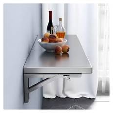Väggmonterat vikbart klaffbord, rostfritt stål väggmonterat fällbart bord, flytande skrivbord för vägg, väggmonterat matbord, väggskrivbord för små utrymmen fälls ner (100 x 40 cm)