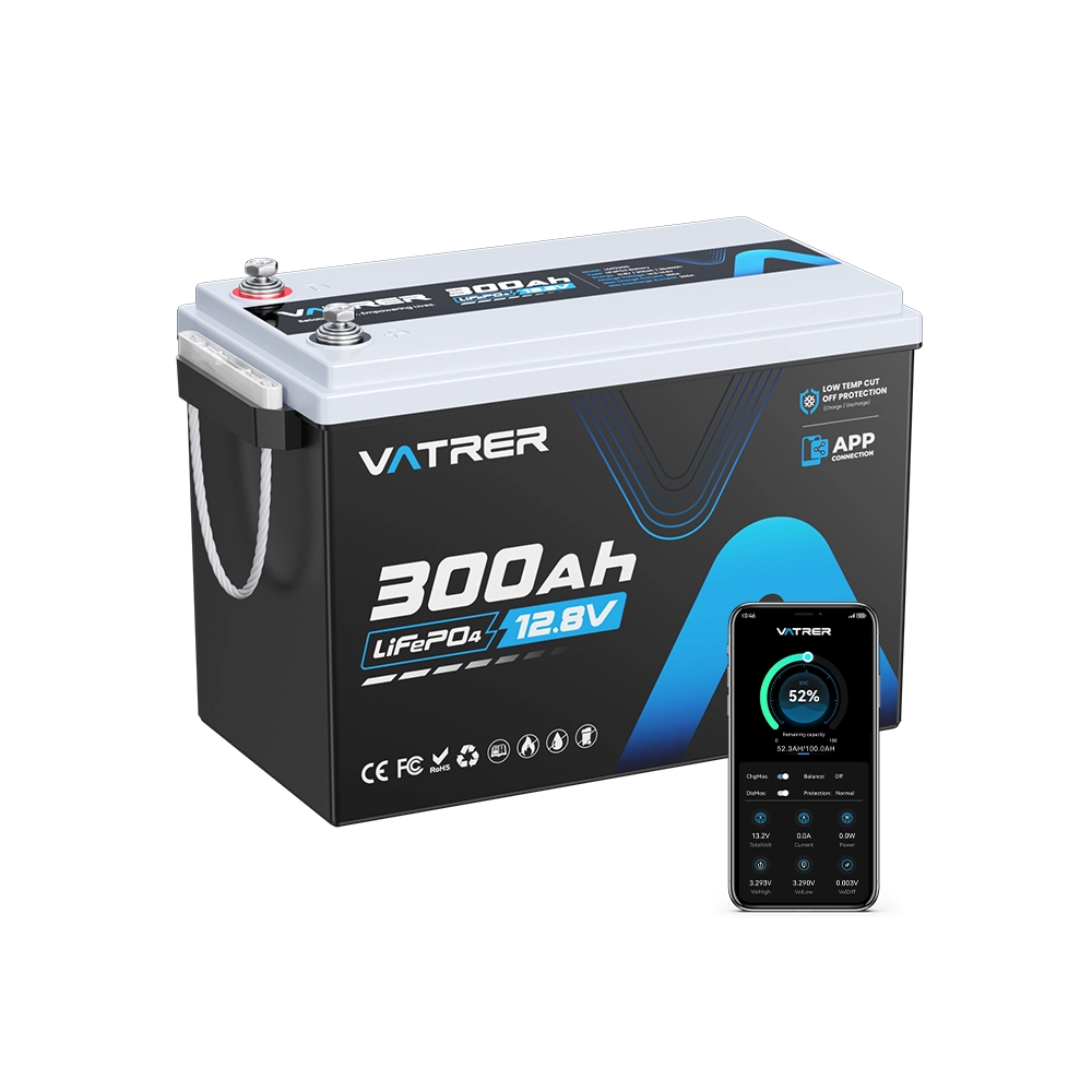 Vatrer 12V 300Ah Bluetooth Deep Cycle Lithium Battery 200A BMS - Bluetooth / 4 PACK($477.99/Each)