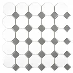 mosaik ws octagon white matt with metall glossy 23x23+5