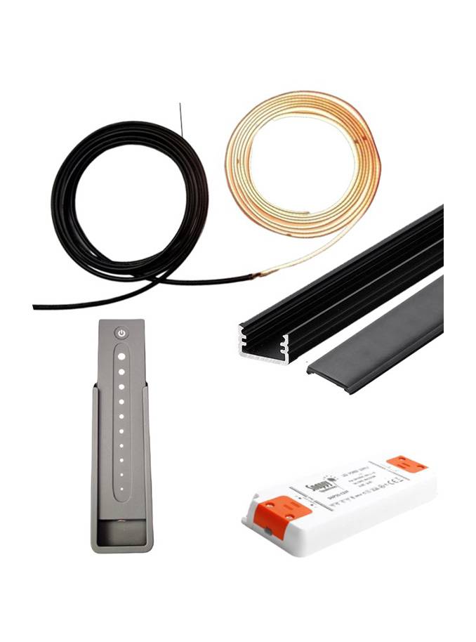 LED Sæt Til Akustikpaneler - 1 x 240cm - Komplet - Sort - Remote
