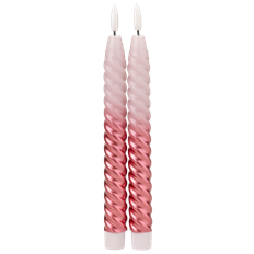 LED Kronelys snoet 25 cm - Rosa 2-pak