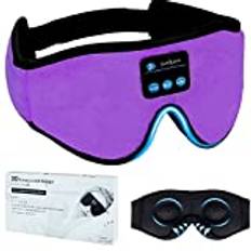 ZUXNZUX Bluetooth sömnmask, 3D sömnmask för kvinnor män, sovmask med hörlurar för resor Siesta Yoga Sidosovare Flygplan sömnmeditation (Lila)