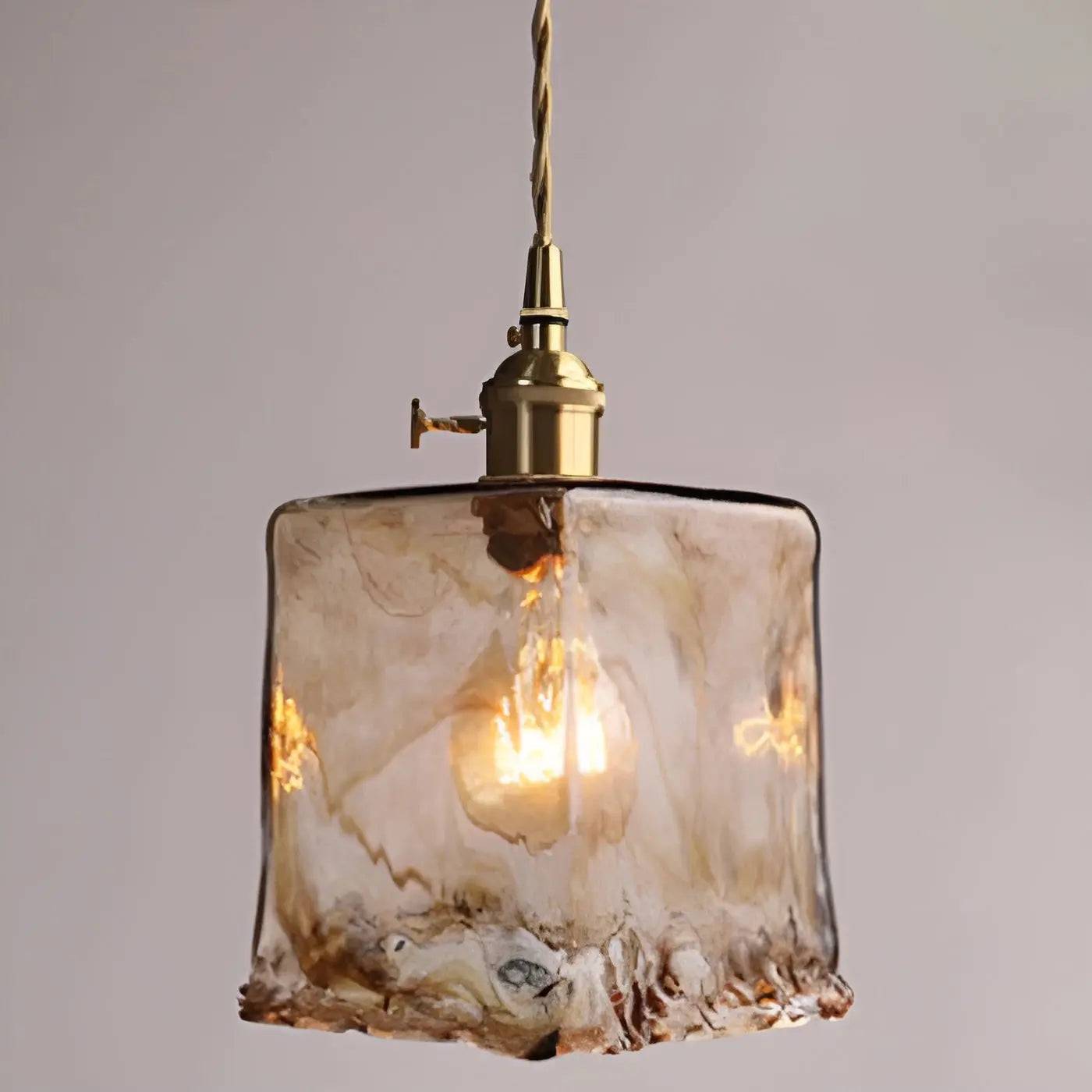 Lyxig Kristalltaklampa - AmberglasElegans - Bärnsten / 18 cm