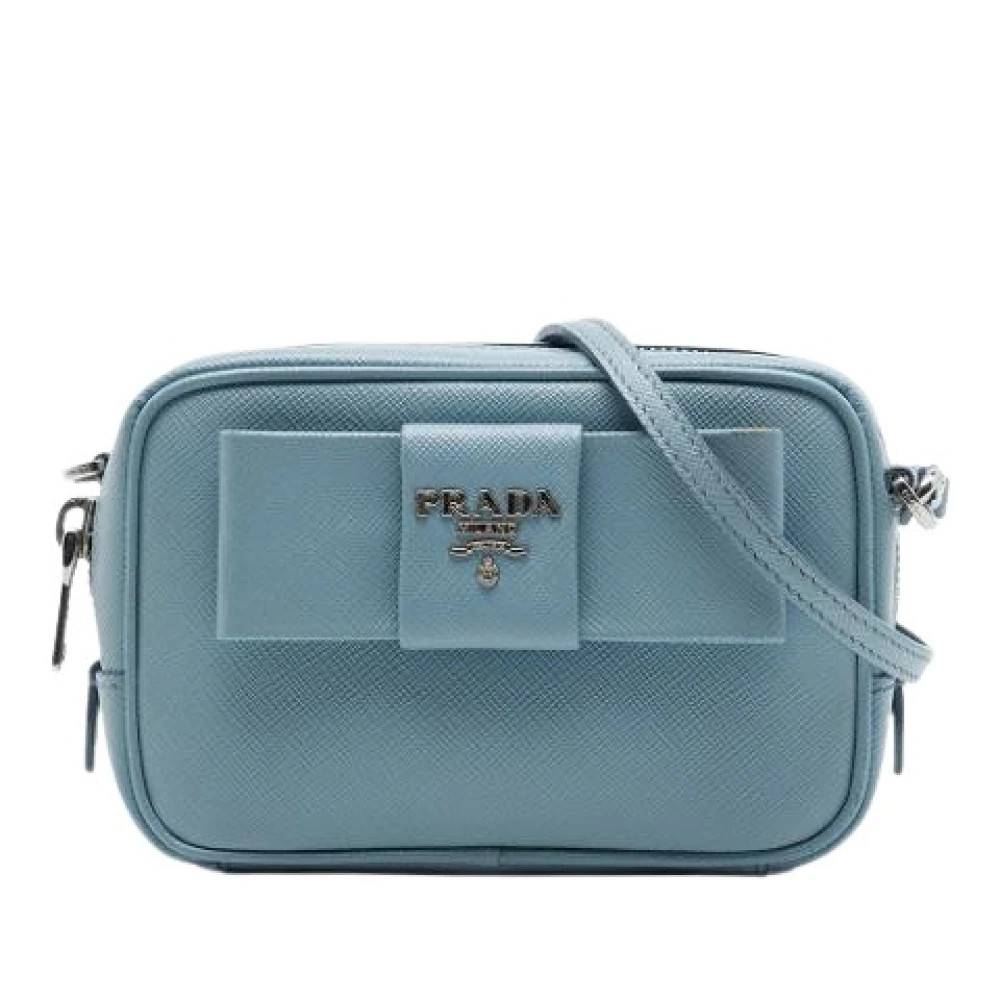 Prada Vintage Pre-owned Vintage Bow Crossbody Bag - Vintage - Dame - Blå - ONE SIZE - Uld