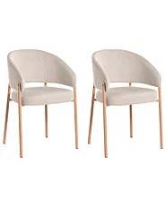 Sæt med 2 spisebordsstole ZANE Lys Beige