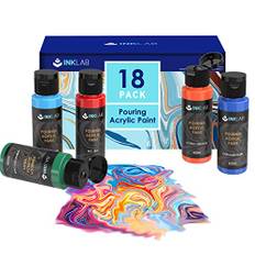 Akryl Hällfärg Kit 18 Färger Förblandad Akrylfärg för Hällning på Duk Trä Hantverk Stenar Målning, Vattenbaserad, 60ml/Flaska