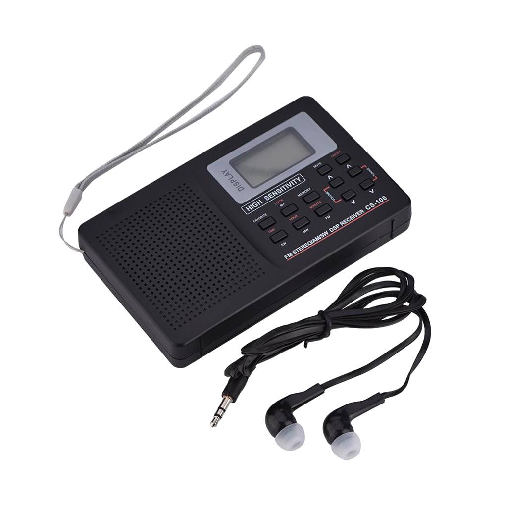 Mini fm/am/sw/lw/tv fullbandsradiomottagare bärbar väckarklocka digital minnesfunktion radio 10/9 khz radiomottagare