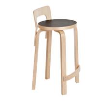 Artek - High Chair K65, Klarlackade ben och ryggstöd, Vit laminat sits - Barstole og bartaburetter - Alvar Aalto - Træ farvet - Træ