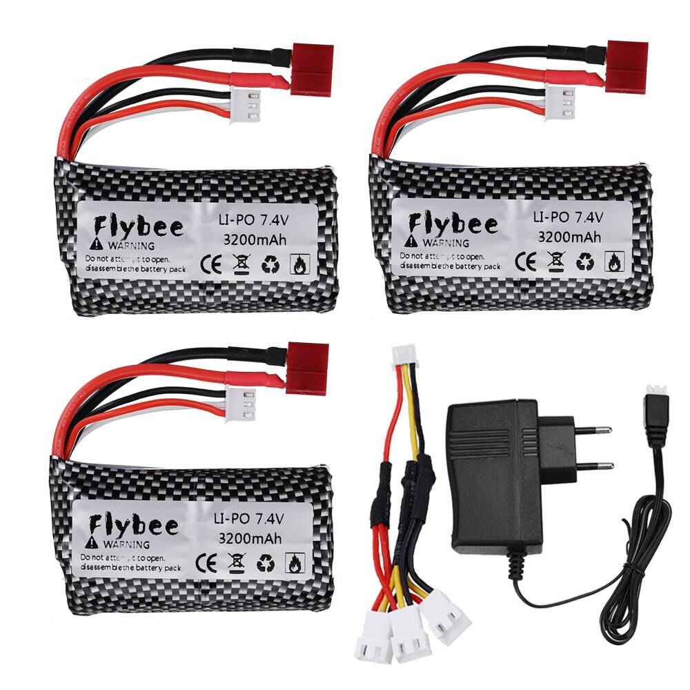 7.4v 3200 mah 2s lipo batteri för wltoys 144001 a959- b a969- b a979- b k929-b 12428 12423 10428 q39 batteri för rc bilar leksaksdelar - 3 st 3 i 1 eu