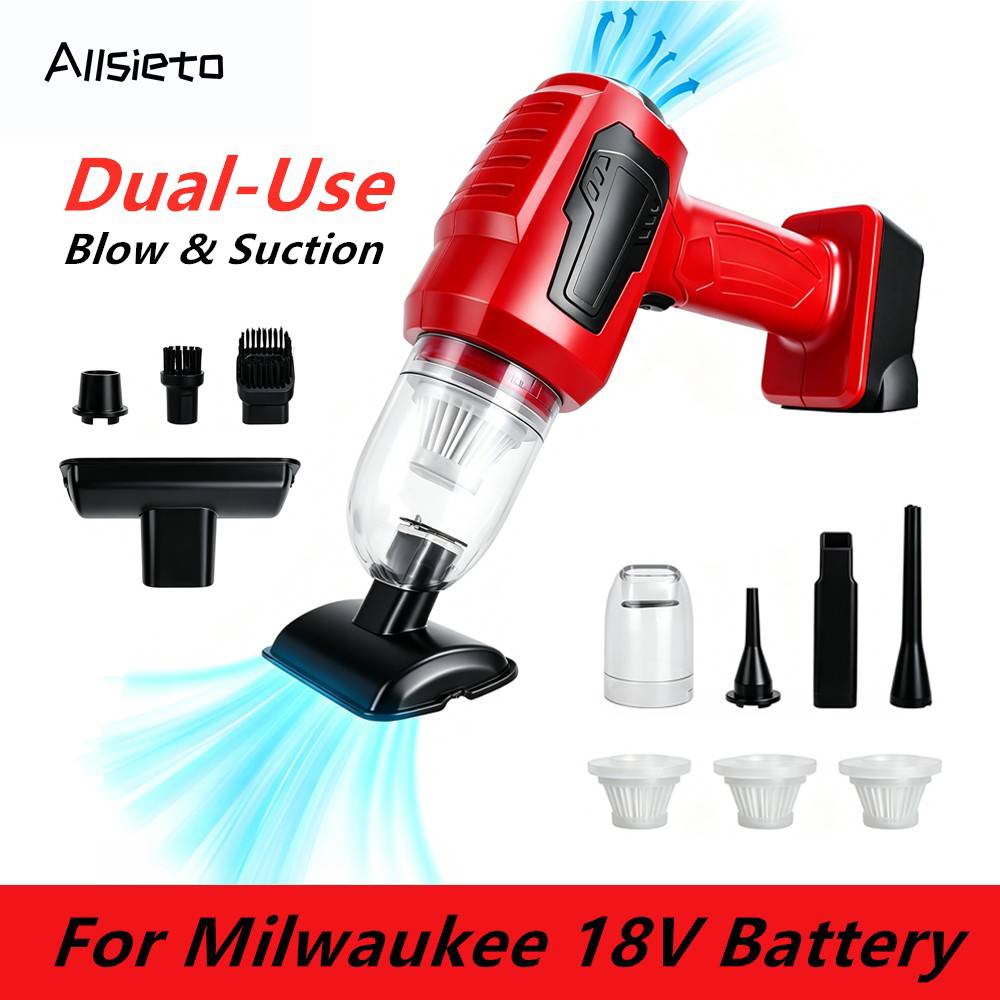Mini Electric Vacuum Cleaner Strong SuctionMultifunction Cordless Handheld Car Home Cleaner Blower For Milwaukee 18V Battery