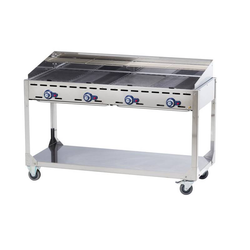 Gasolgrill Green Fire, 4 brännare på hjulbas Profi Line, Hendi