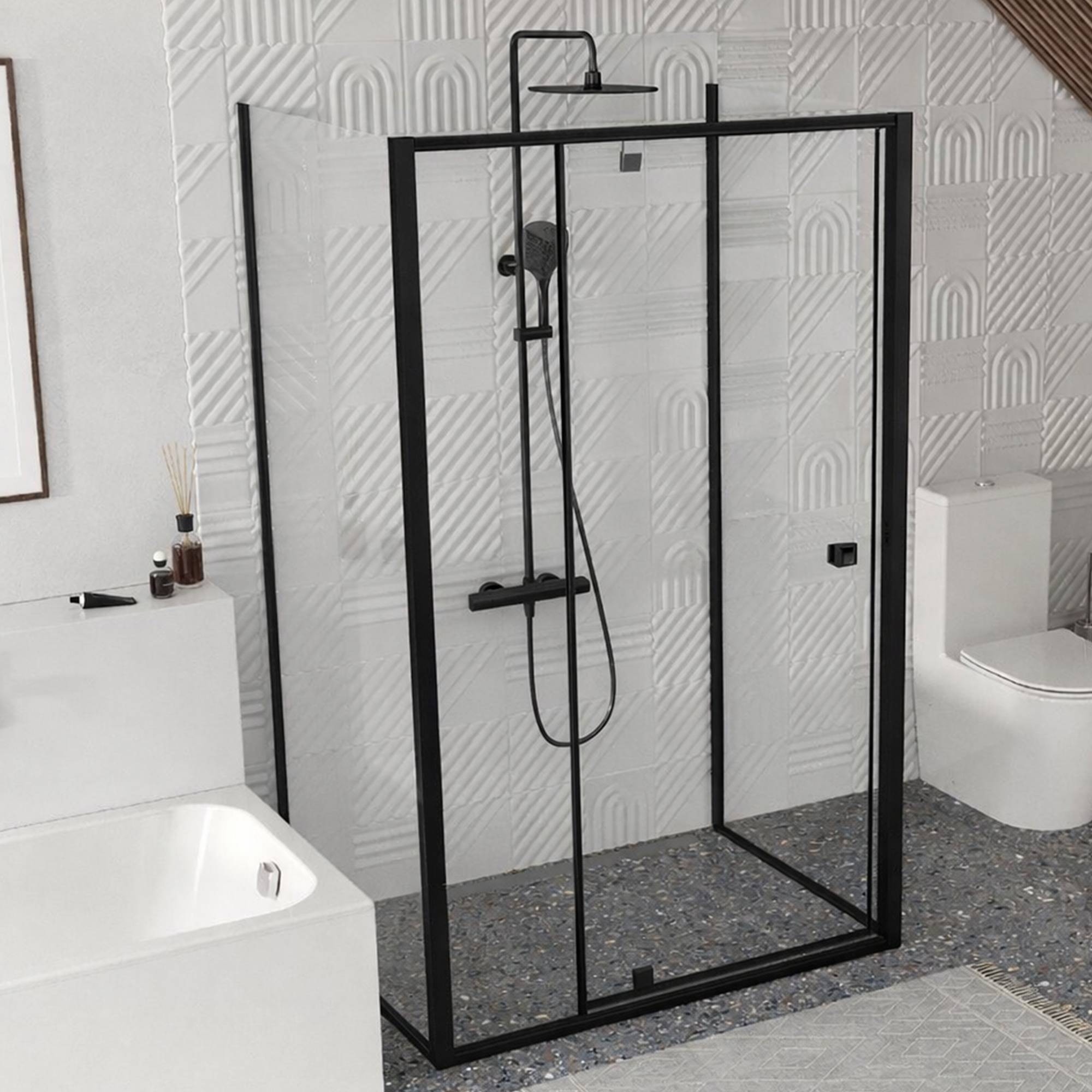 Ravak Duschkabin Pivot 100x80 cm Svart Matt