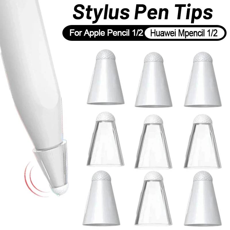 1/5/10Pcs Stylus Pen Tips Cover for Apple Pencil 1/2 Generation Fiber Replacement Tip Case Nib Protector for Huawei MPencil 1/2