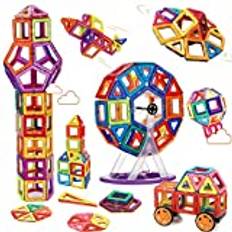 Jokooan Magnetiska Leksaker Barn(92 stycken), Magnetiska Byggblock Montessori Magnetiska KonstruktionsLeksaker Pedagogiska Spel Present för Barn