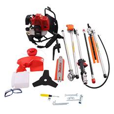 Bensin Motorsense 4-i-1 52cc 2-taktsryggsäck gastrimmer, professionell bärrem, grästrimmer, häcktrimmer, motorsense friklippare, hög knapp