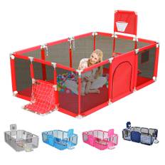 3-i-1 Baby Playpen Interaktiv Säkerhet Inomhus Gate Play Yards Tält Basket Court Barnmöbler för Barn Stort Torrpul Pool