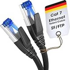 KabelDirekt – Ethernet CAT7-kabel med trippelskärmning, internet/LAN-kabel – 15m (Nätverkskabel, 10Gbps för maximal fiberhastighet, konstruerad för att vara bruddsäker, PS5/Xbox/Gaming, RJ45, svart)