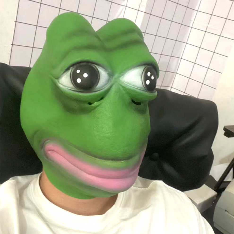 Tegneserie Pepe Den Triste Frømaske Cosplay Realistisk Halloween Bar Sjov Maskerade Dyrehovedbeklædning Zoo Rekvisitter Helhovedmaske