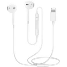 Trådbundne Øretelefoner med Lightning-stik, HiFi Audio Stereo Headset med Mikrofon og Lydstyrkekontrol In-Ear Kompatibel med iPhone 14/13/12/SE/11/X