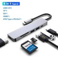 Usb hub c hub adapter 6 in 1 usb c till usb 3.0 hdmi-kompatibel docka för macbook pro för nintendo switch usb-c typ c 3.0 splitter