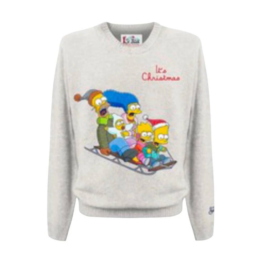MC2 Saint Barth The Simpsons Jule Jacquard Sweater - Strik - Herre - Hvid - M - Cashmere
