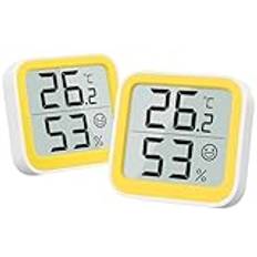 NOKLEAD Termometer fuktmätare inuti mini hygrometer rumstemperatur mätenhet med ansikte icon komfort indikator ℃/℉ switch, gul 2