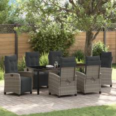 vidaXL 7 Styk Have Spisestel Grå Poly Rattan