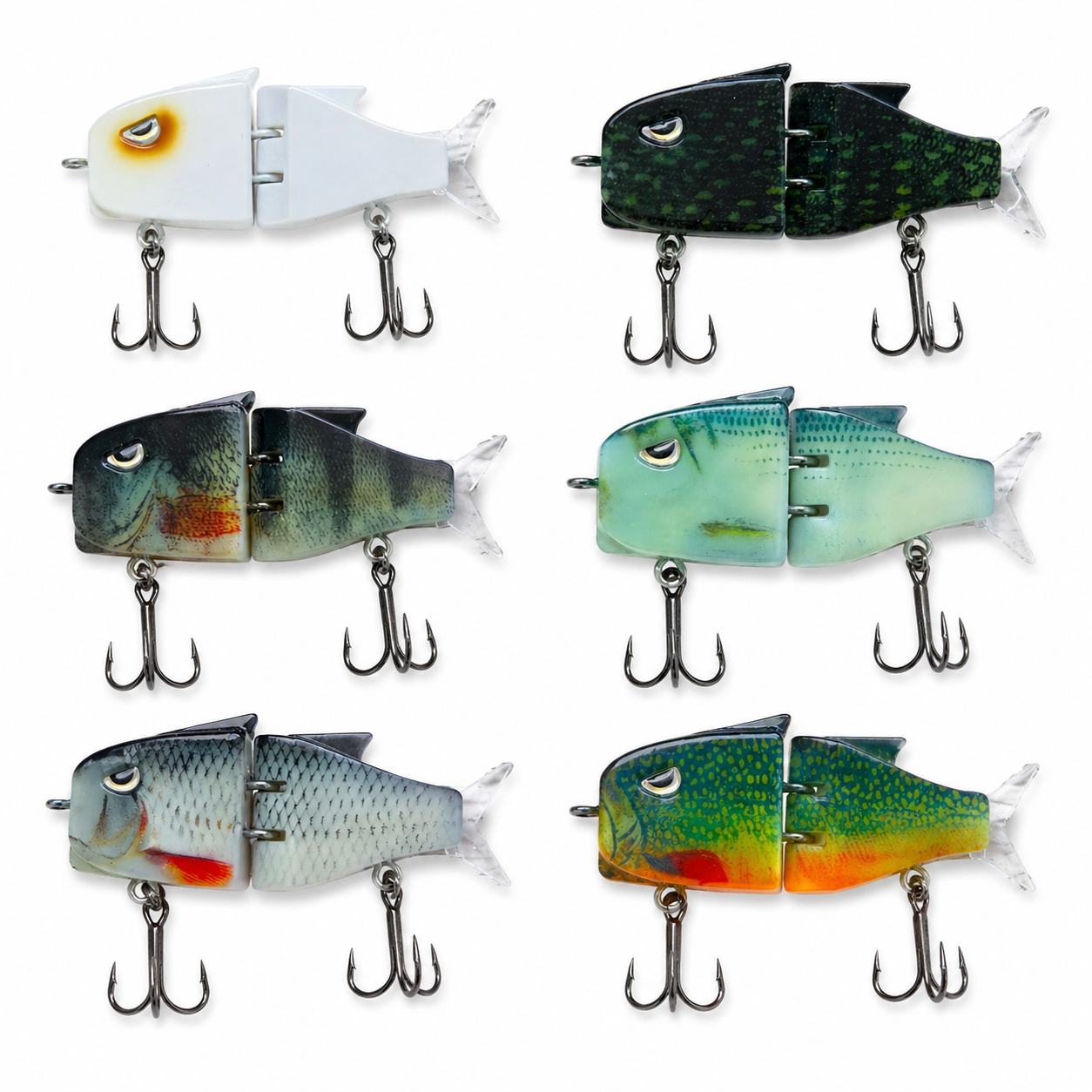 Fishing Swimbait Lure 11g/75mm 2-Piece Hard Bait with Treble Hooks Lifelike Pattern Sinking Bait for Freshwater & Saltwater Angl