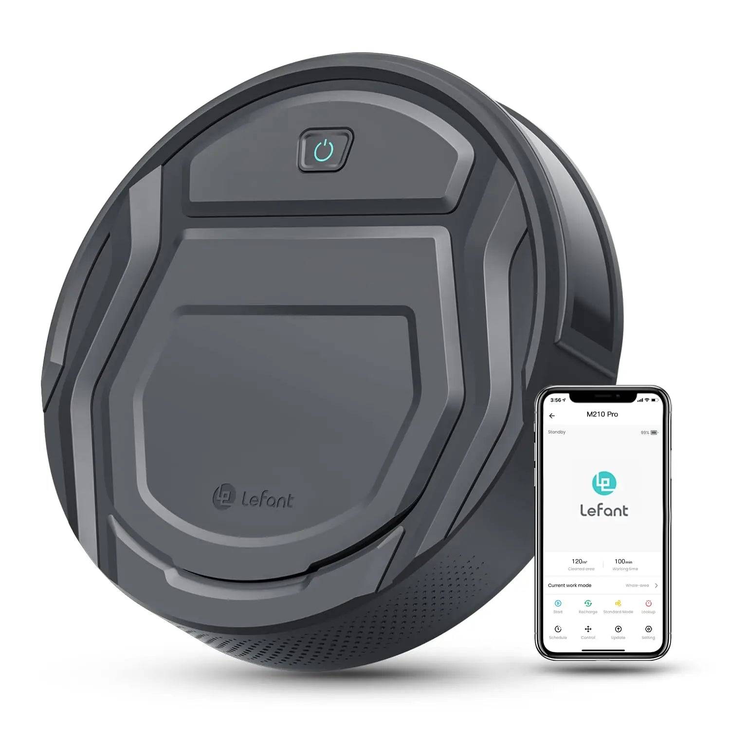 Lefant M210 Pro Robot Vacuum Cleaner, 2200Pa Powerful Suction, 120 Mins Runtime, Automatic Self-Charging, Wi-Fi/App/Alexa Contro - M210Pro-EU-Black / EU / GERMANY