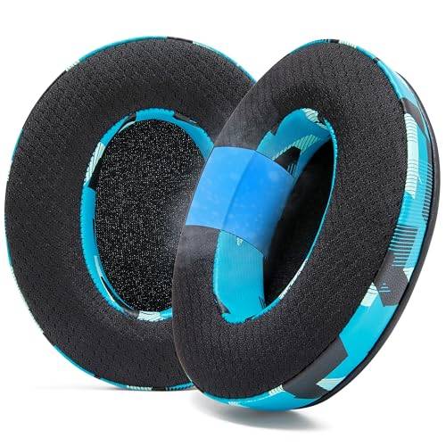 WC Freeze Hybrid Fabric Cooling Gel Ersättande öronkuddar - Kompatibel med HyperX Cloud, Steelseries Arctis, ATH M50X, Turtle Beach Stealth och mer - Bekväm och svalare för längre tid | Cyan prisma