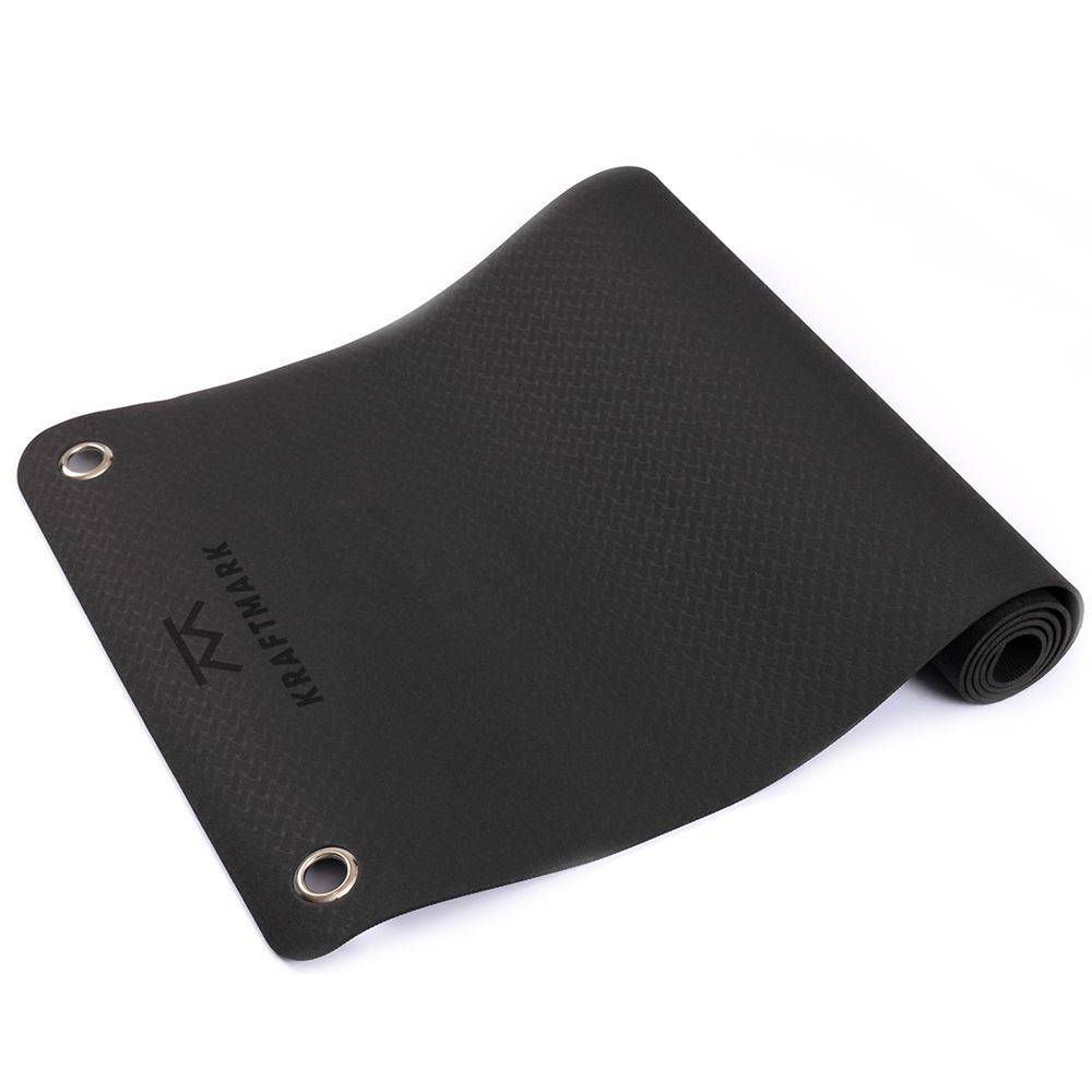 Kraftmark Yogamatta Med Öjletter 6mm, Svart