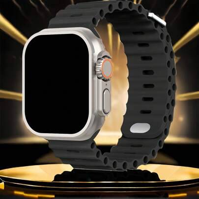 1 st Unisex Sport Ocean Style Watch Band kompatibel med 49mm 46mm 45mm 44mm 42mm 41mm 40mm 38mm Apple Watch Series 10/9/8/7/6/5/4/3/2/1 Ultra SE - Svart (38mm/40mm/41mm,42mm/44mm/45mm/49mm,Serie 10-42mm,S10 46mm)