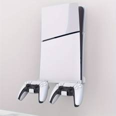 TEMU Wall Mount Stand For Ps5 Slim(disc & Digital ) Steel Vertical Holder Kits For Ps5 Slim Console And Controllers Sturdy Floating New Ps5 Wall Mount With Screw Fixing