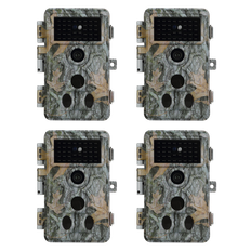 4-Pack Jaktkameror med 0.1 s Utlösningstid 32MP HD 1296P, Mörkerseende och Rörelsedetektor No Glow, 940nm Infraröd, IP66 vattentät för Utomhus och Vilda Djur| A262 Grå