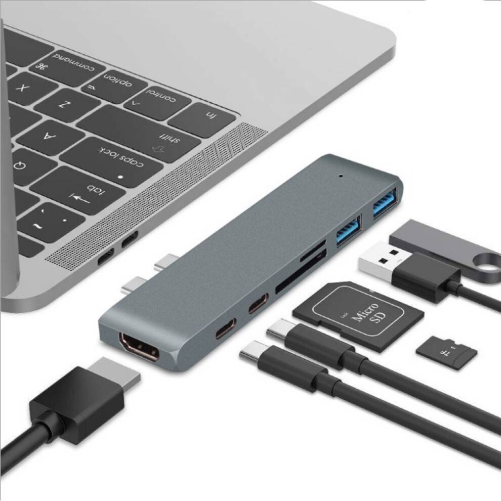 Innovativ 5-i-1 USB-C hub, understøtter 4K UHD-videoudgang, aluminiumsdesign til 2024/23/22/21 14/16-tommer MacBook Pro M4/M3/M2/M1Pro/Max, næste