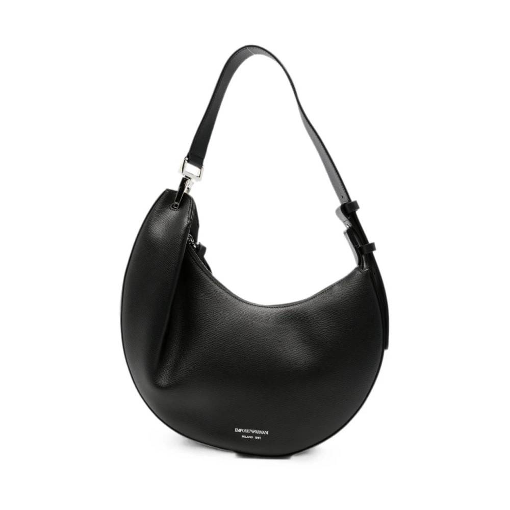 Emporio Armani Crescent Læder Skuldertaske - Tasker - Dame - Sort - ONE SIZE - Uld