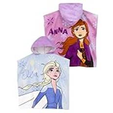 Disney Frozen Handduk | Anna och Elsa Strandponcho | Huvtvättar för Barn | Officiell Frozen-Vara | En storlek Blå