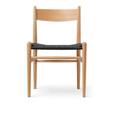 Carl Hansen - CH36, Oljad Bok, Svartflätat papperssnöre - Spisebordsstole - Hans J. Wegner - Træ farvet - Papir/Træ