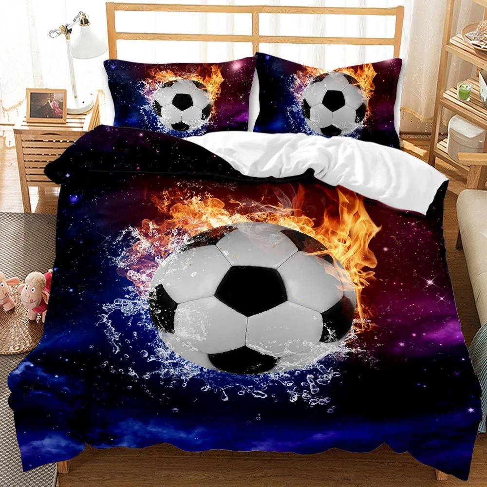 Fotboll Påslakan Fotboll Barn Sängkläder Set 3D Täcke Örngott Pojkar Tonåringar Sportälskare Dubbel Queen King Polyester Täcke
