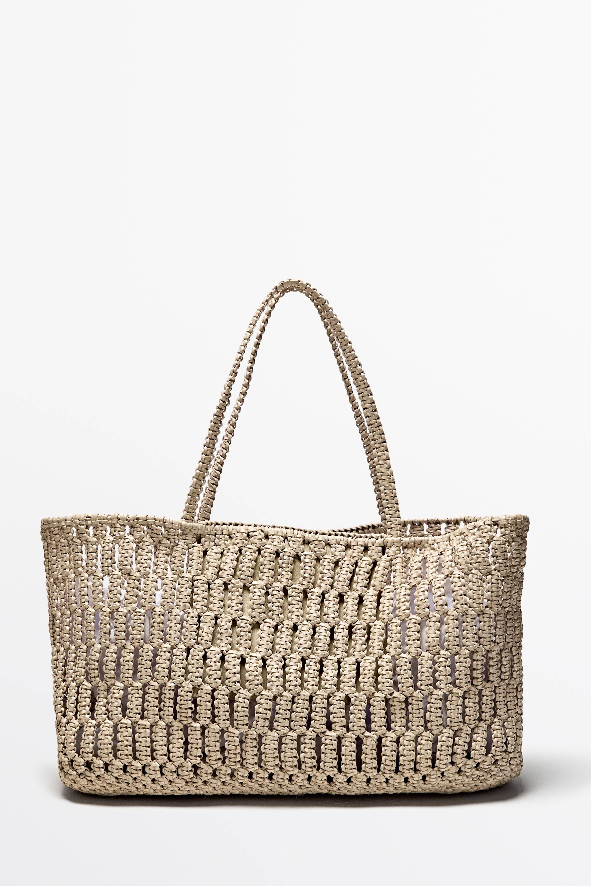 Massimo Dutti - Female - Flettet Shoppertaske I Nappalæder - Hvid - 01