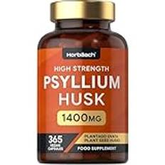 Psyllium Husk Capsules 1400 mg | Psyllium Husk Powder | Fiber Kosttillskott | 365 Veganska Kapslar | Prebiotika Natur | Psyllium Husk Kapslar | av Horbaach