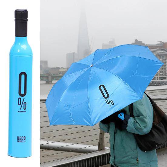 Paraply Vinflaska Utseende Stark Vindmotstånd Solskydd Silvertejp Utomhus Sol Regn Omvänd Vikning Paraply för Utomhus gul