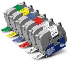 6x Labelwell 24mm kompatibel Schriftband für Brother TZe-251 TZe-151 TZe-451 TZe-551 TZe-651 TZe-751 TZe P-touch Bänder 24mm für Brother PT-E550W PT-P700 PT-P750W PT-D600 PT-P710BT PT-D600VP PT-E500