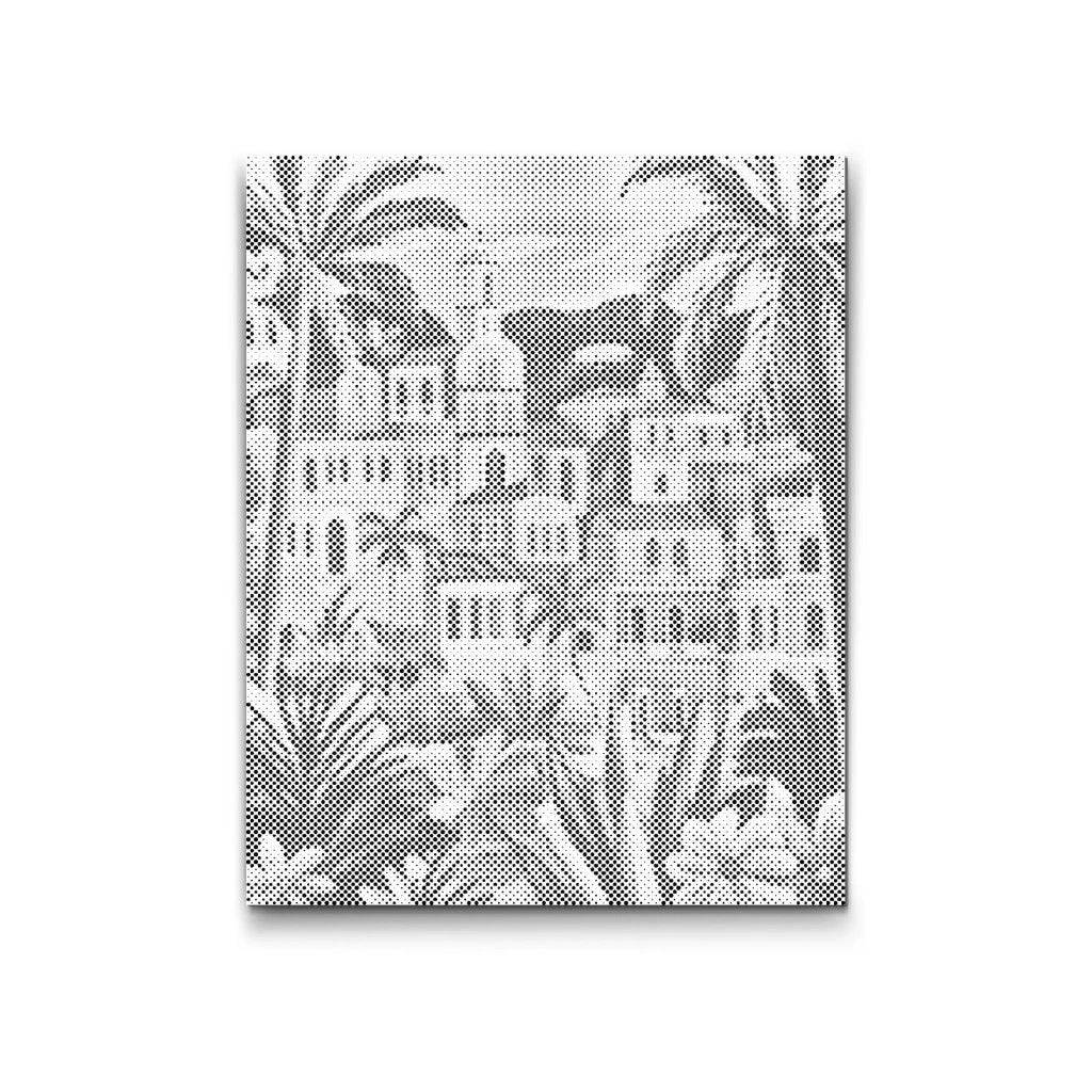 TROPISK STADSVY | PRICKMÅLNING - 80x100cm (32'' x 39'') / Premium Inramad (Klar att hänga)
