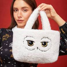 Plysch broderi Owl Design Vit tygväska för kvinnor, presenter - Vitt (En-Storlek)