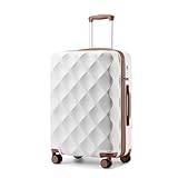 British Traveller 73CM Trolley Resväska Large Styv ABS+PC med Svängbara Hjul och TSA-lås (28 tum, Kräm)