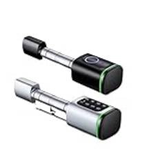 Tuya BLE Keyless Smart Lock， Cylinder stöder Tuya Gateway Mekanisk nyckel och USB-nödströmförsörjning Fingeravtryck/PIN-kod(S1K-slivery-M1,30 and 30)