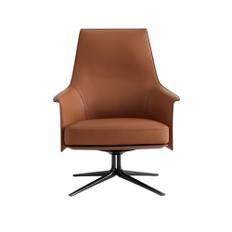 Poliform - Stanford Lounge fåtölj, Matt Nickel Swivel Base, Outside 38 Olivia, Inside 14 Olivia - Fåtöljer - Jean-Marie Massaud - Brun - Läder/Metall
